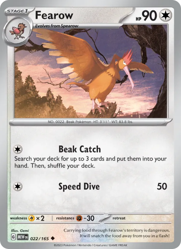 Kaart Fearow uit 151, nummer 022/165
