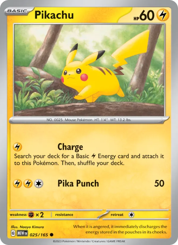 Kartu Pikachu dari 151, nomor 025/165