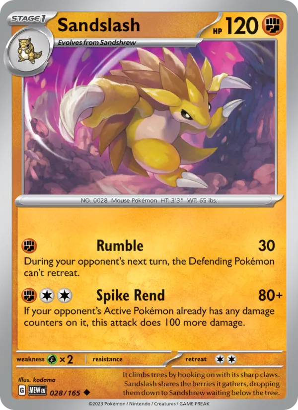 Kartu Sandslash dari 151, nomor 028/165