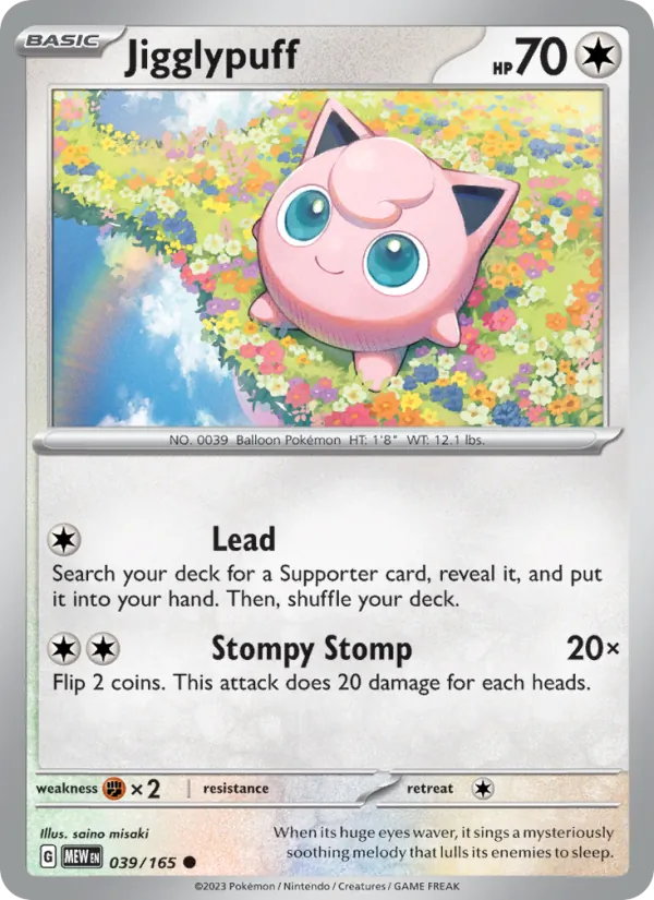 Kartu Jigglypuff dari 151, nomor 039/165