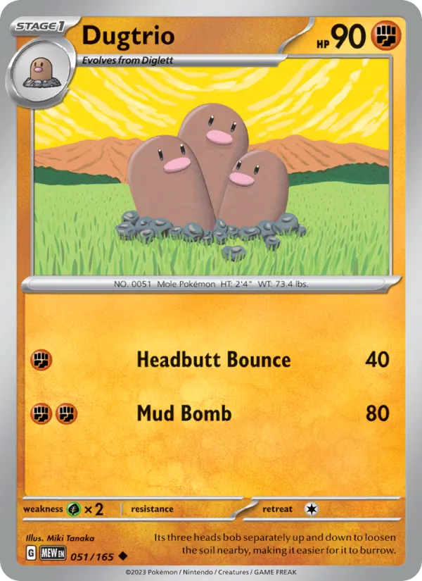 Kartu Dugtrio dari 151, nomor 051/165