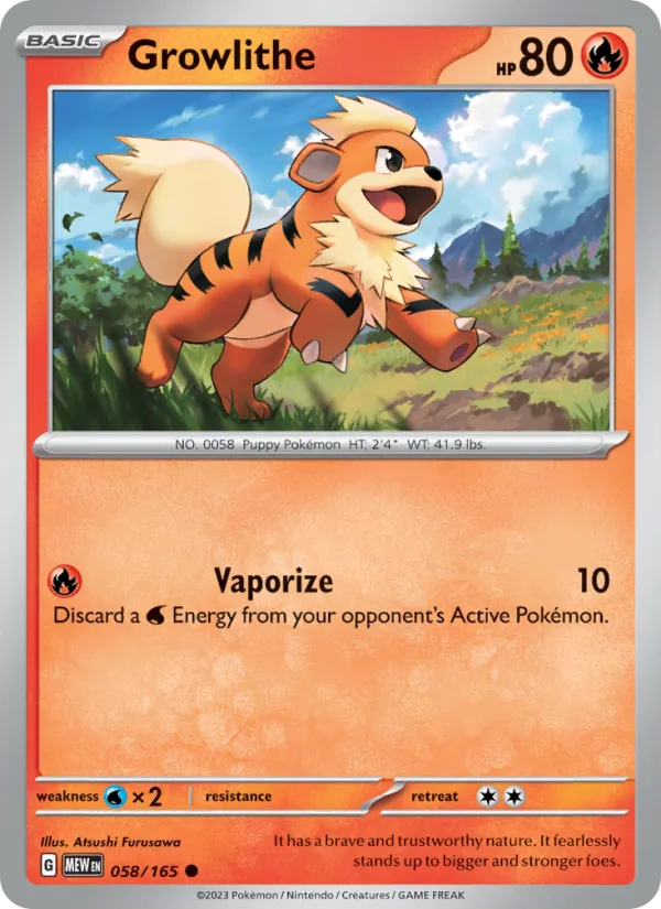 Kartu Growlithe dari 151, nomor 058/165
