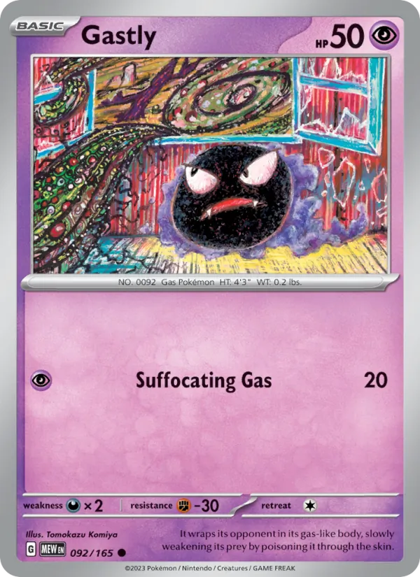 Kartu Gastly dari 151, nomor 092/165