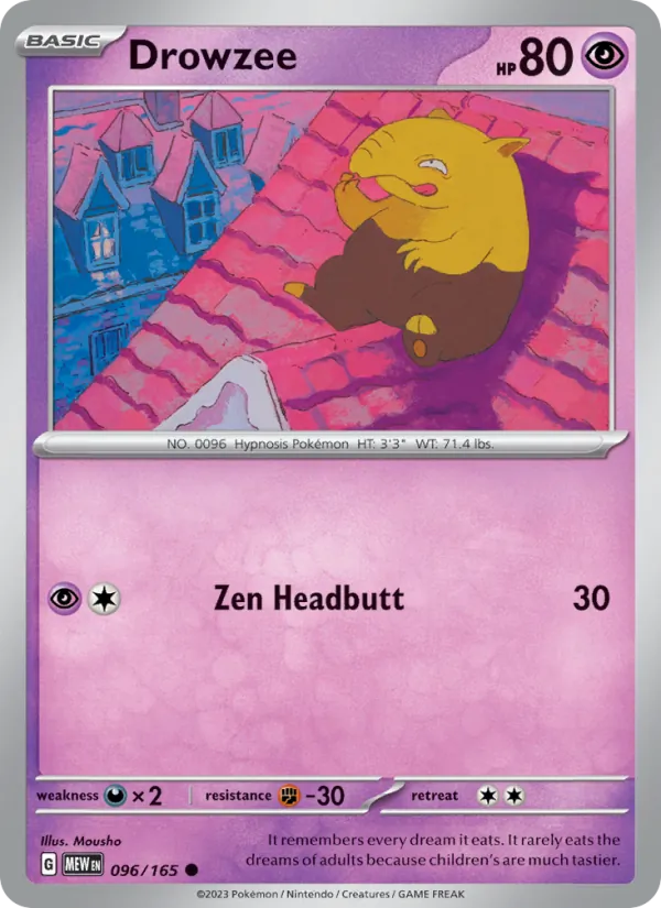 Kartu Drowzee dari 151, nomor 096/165