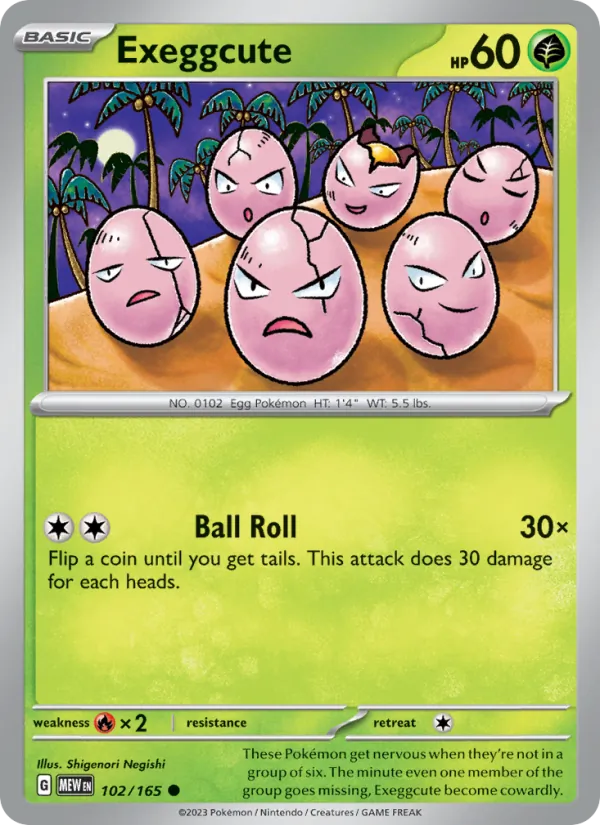 Kaart Exeggcute uit 151, nummer 102/165