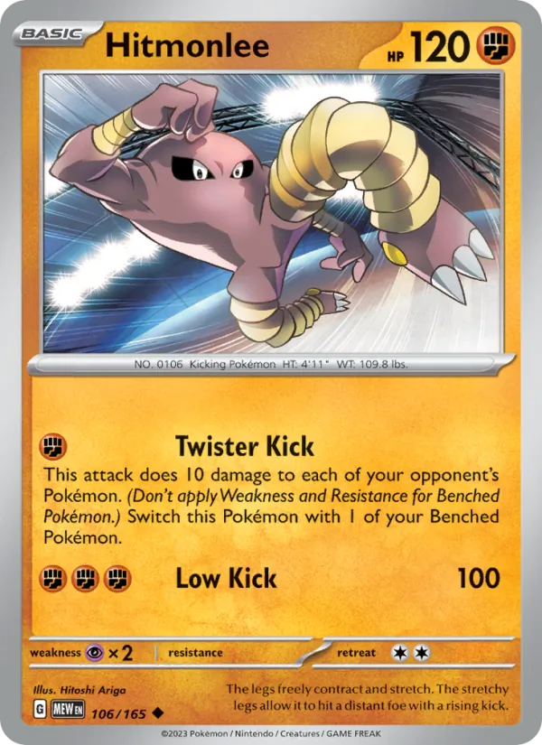 Kartu Hitmonlee dari 151, nomor 106/165