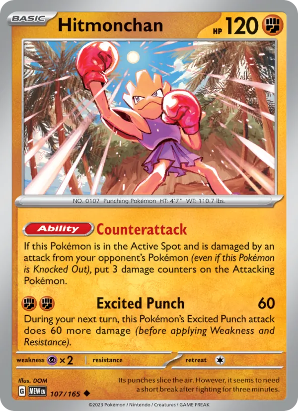 Kaart Hitmonchan uit 151, nummer 107/165