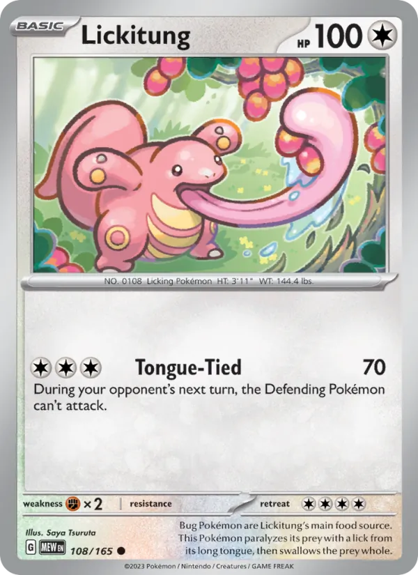 Kartu Lickitung dari 151, nomor 108/165