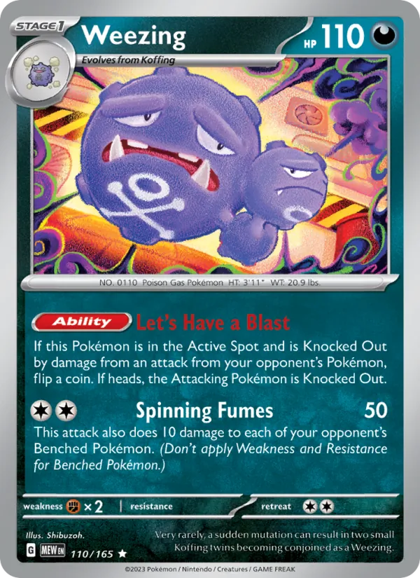 Kartu Weezing dari 151, nomor 110/165
