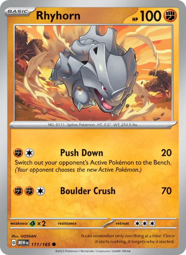 Kartu Rhyhorn dari 151, nomor 111/165