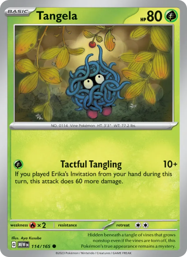 Kartu Tangela dari 151, nomor 114/165
