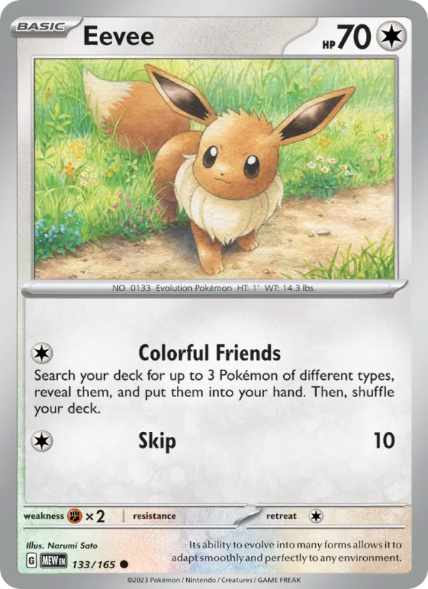 Kartu Eevee dari 151, nomor 133/165