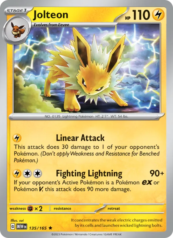 Kaart Jolteon uit 151, nummer 135/165