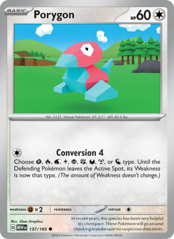 Kaart Porygon uit 151, nummer 137/165