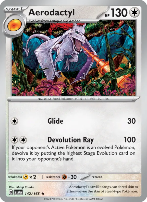 Kartu Aerodactyl dari 151, nomor 142/165