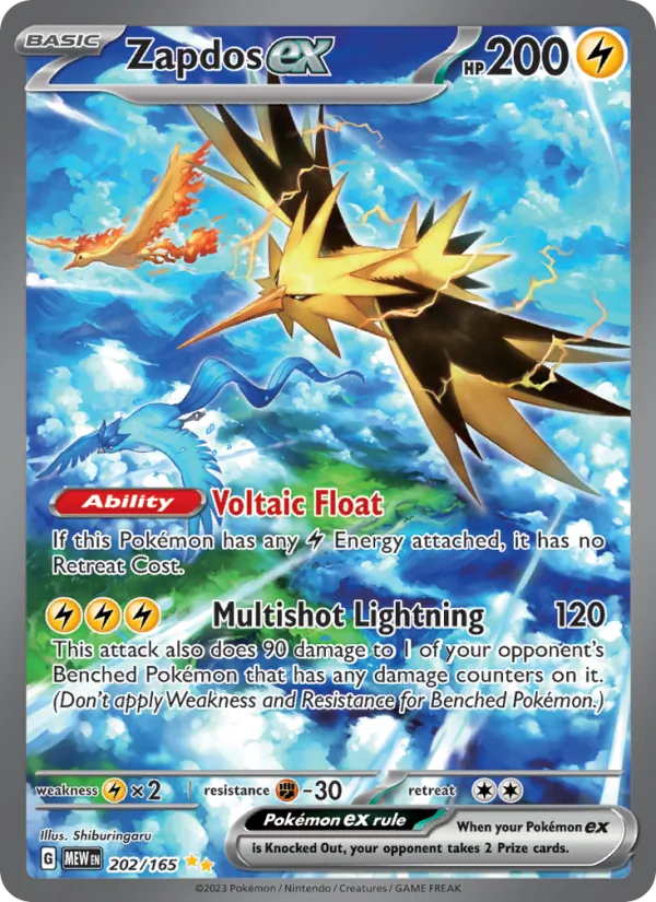 Zapdos ex card from 151, number 202/165