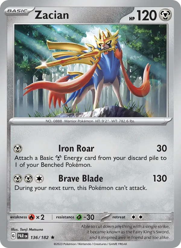 Kartu Zacian dari Paradox Rift, nomor 136/182