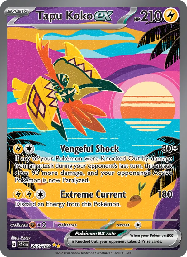 Tapu Koko ex card from Paradox Rift, number 247/182