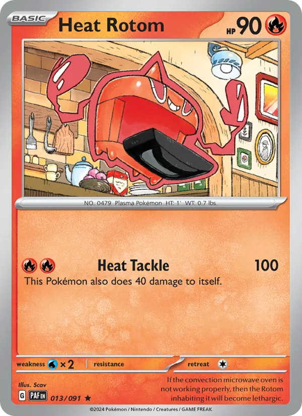 Kaart Heat Rotom uit Paldean Fates, nummer 013/91