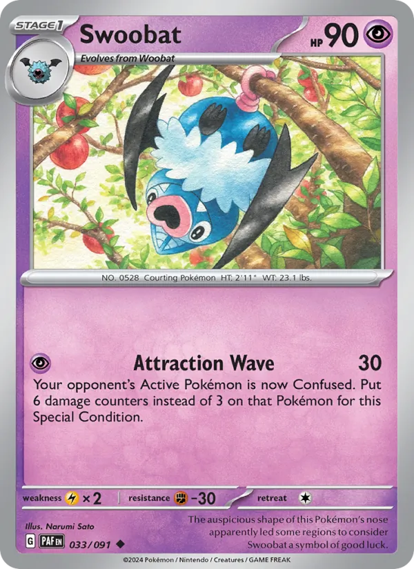 Kaart Swoobat uit Paldean Fates, nummer 033/91