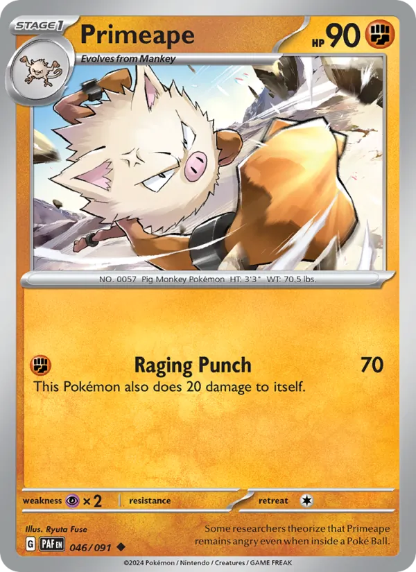 Kaart Primeape uit Paldean Fates, nummer 046/91