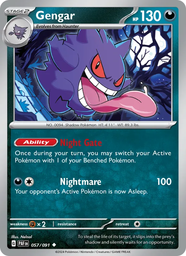 Kaart Gengar uit Paldean Fates, nummer 057/91
