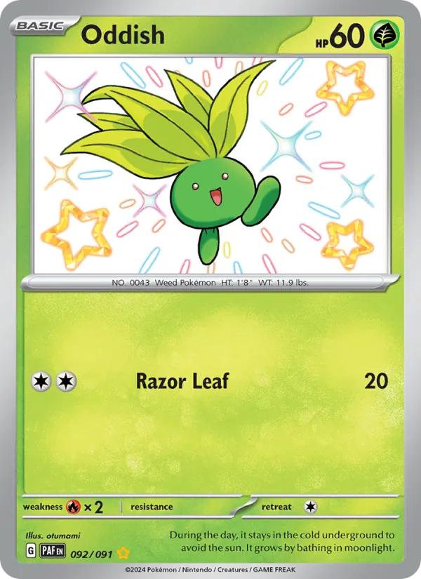 Oddish card from Paldean Fates, number 092/91