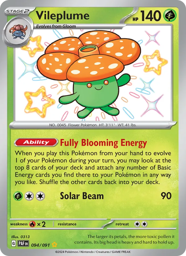 Vileplume card from Paldean Fates, number 094/91