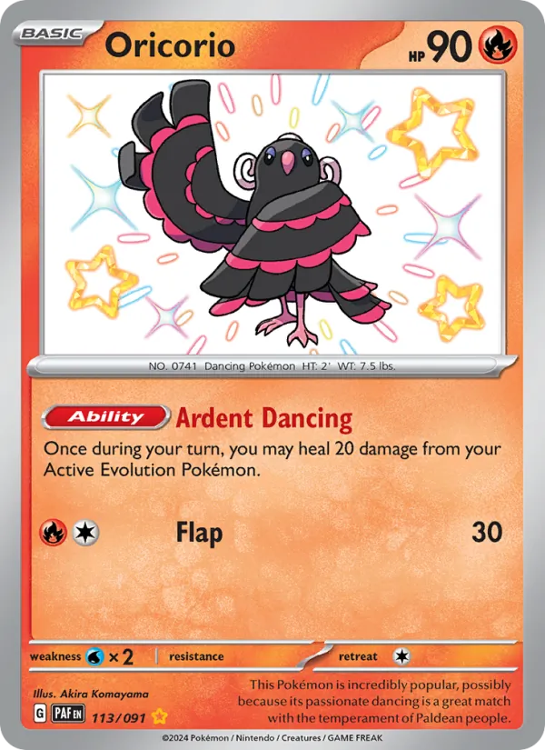 Kartu Oricorio dari Paldean Fates, nomor 113/91