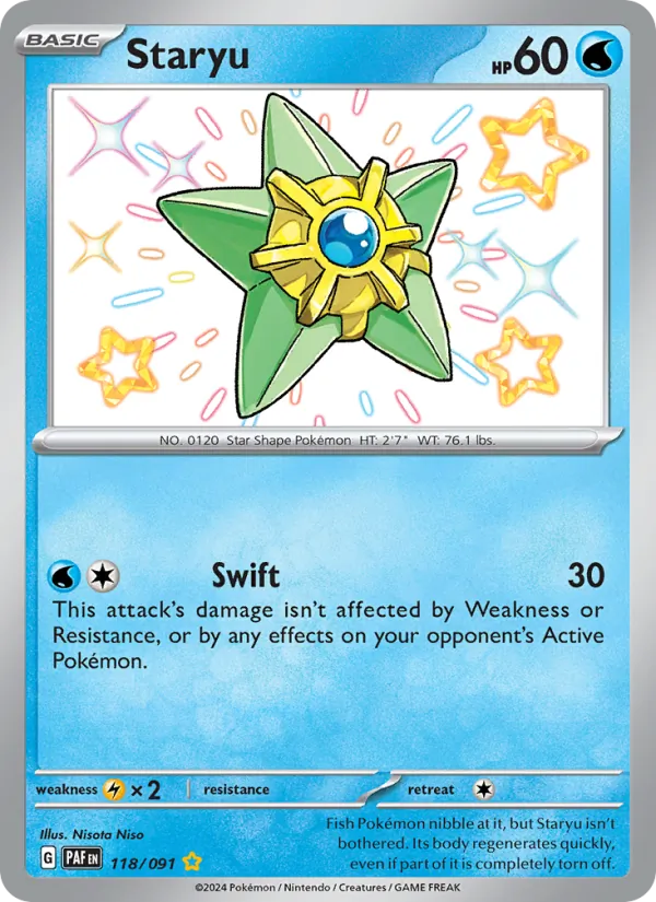 Kaart Staryu uit Paldean Fates, nummer 118/91