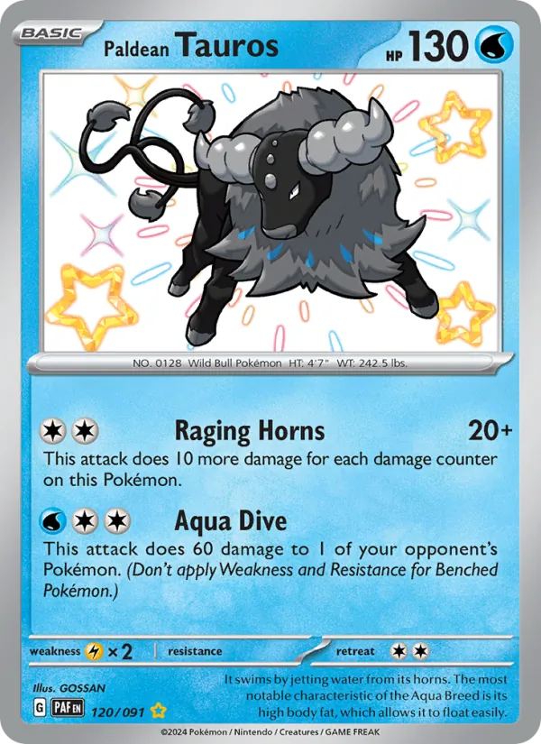 Kartu Paldean Tauros dari Paldean Fates, nomor 120/91