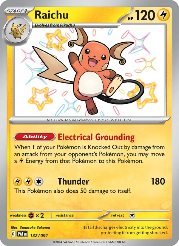 Raichu card from Paldean Fates, number 132/91