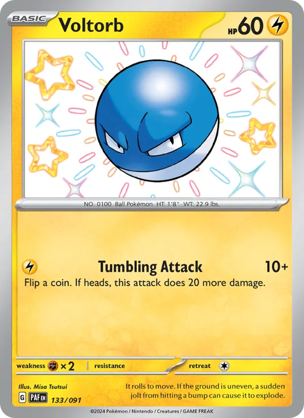 Voltorb card from Paldean Fates, number 133/91
