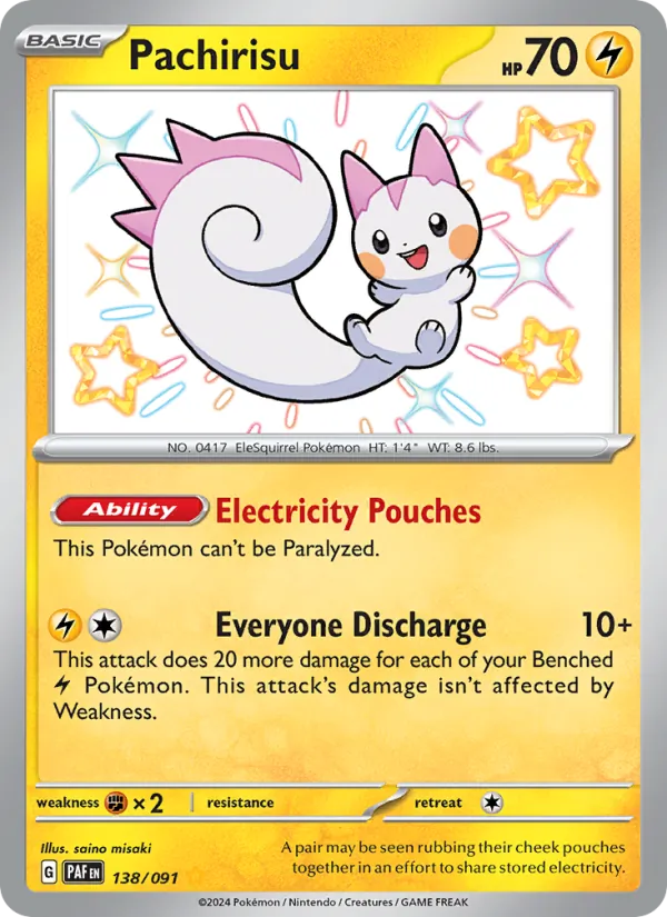 Pachirisu card from Paldean Fates, number 138/91