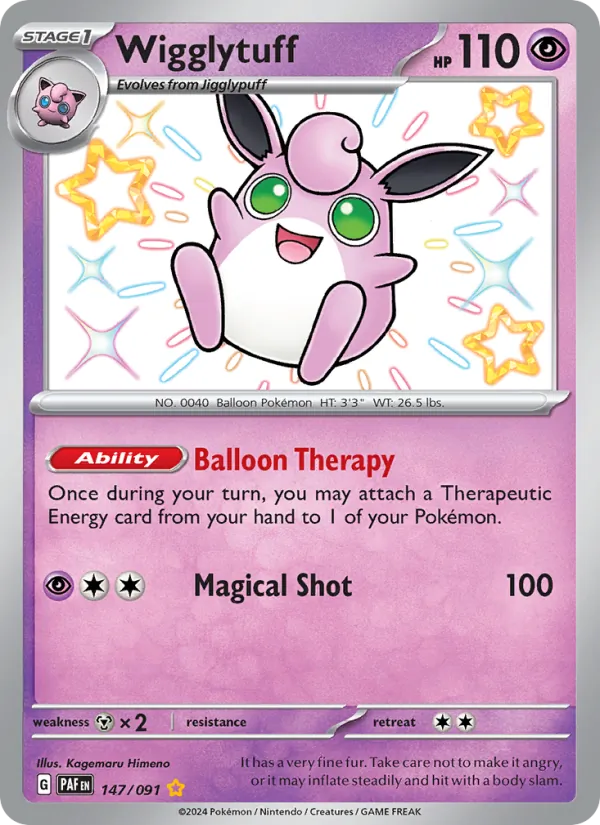 Kartu Wigglytuff dari Paldean Fates, nomor 147/91