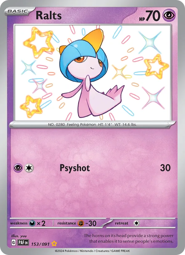 Ralts card from Paldean Fates, number 153/91