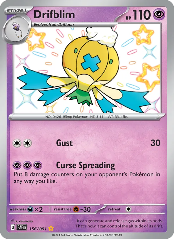 Kartu Drifblim dari Paldean Fates, nomor 156/91