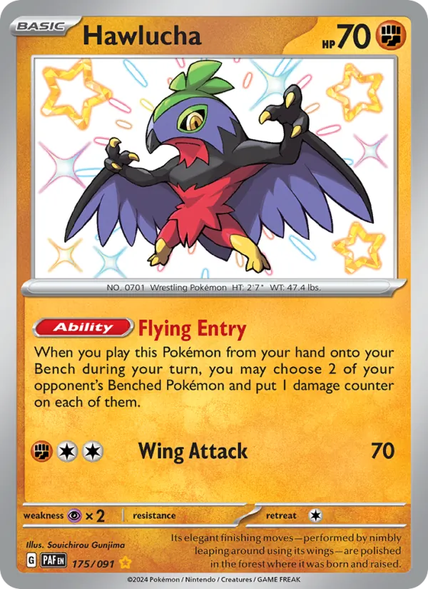 Kartu Hawlucha dari Paldean Fates, nomor 175/91