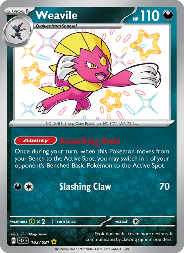 Kaart Weavile uit Paldean Fates, nummer 183/91