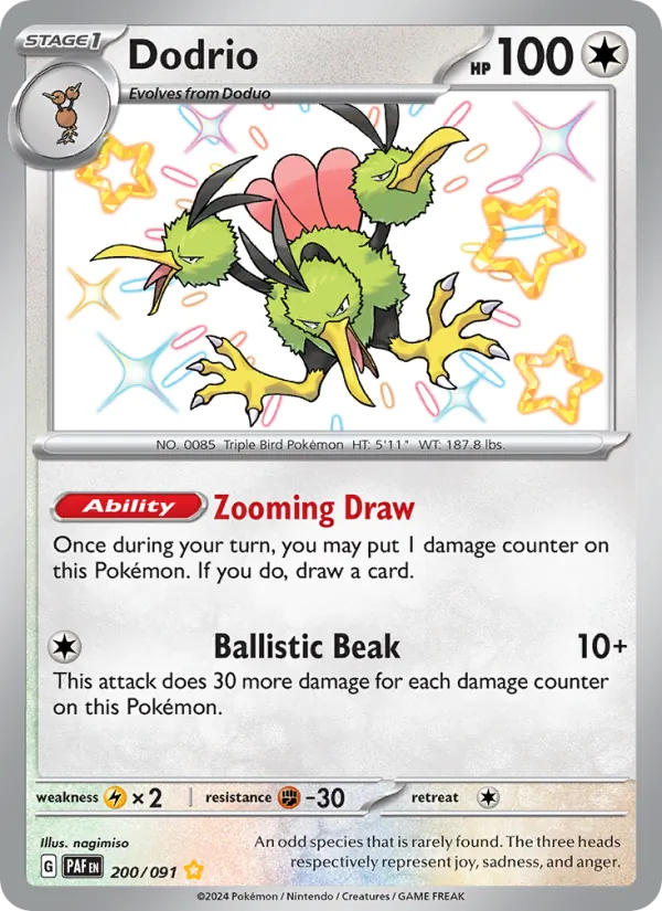 Kaart Dodrio uit Paldean Fates, nummer 200/91