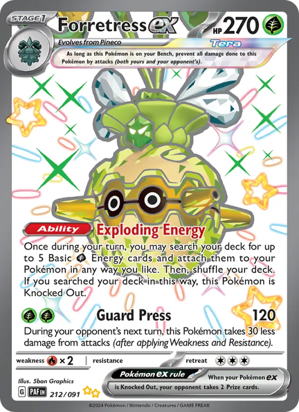 Kartu Forretress ex dari Paldean Fates, nomor 212/91