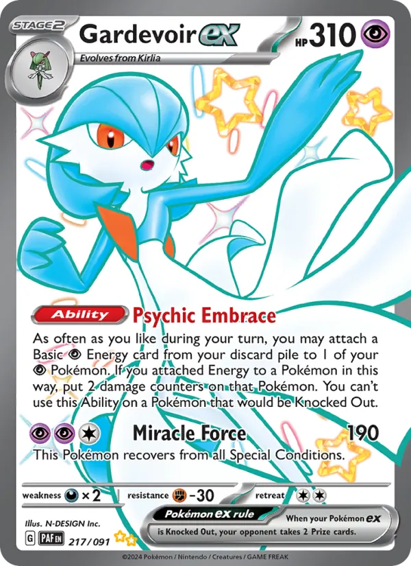 Kaart Gardevoir ex uit Paldean Fates, nummer 217/91