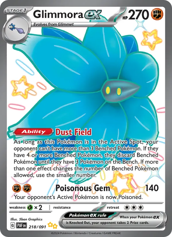 Kartu Glimmora ex dari Paldean Fates, nomor 218/91