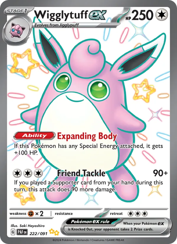Kaart Wigglytuff ex uit Paldean Fates, nummer 222/91