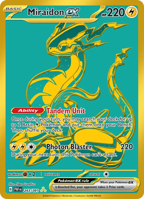 Miraidon ex card from Paldean Fates, number 243/91