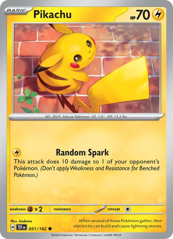Kartu Pikachu dari Temporal Forces, nomor 051/162