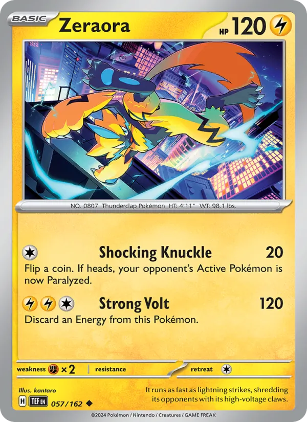 Kaart Zeraora uit Temporal Forces, nummer 057/162