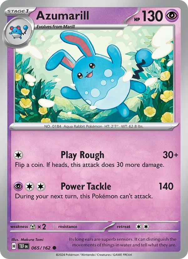 Kartu Azumarill dari Temporal Forces, nomor 065/162