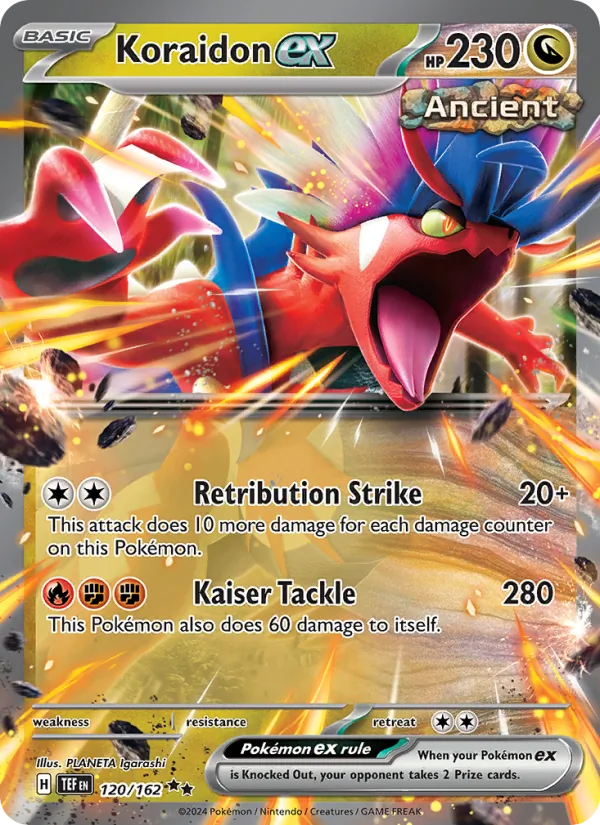 Koraidon ex card from Temporal Forces, number 120/162