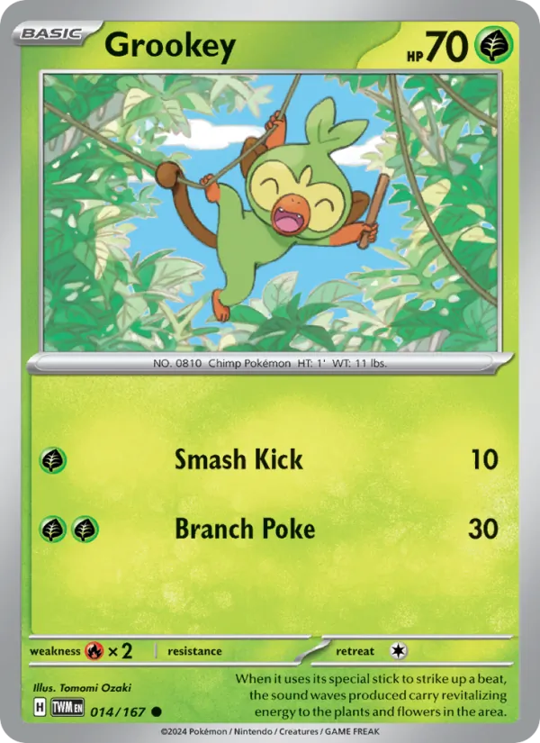 Kartu Grookey dari Twilight Masquerade, nomor 014/167